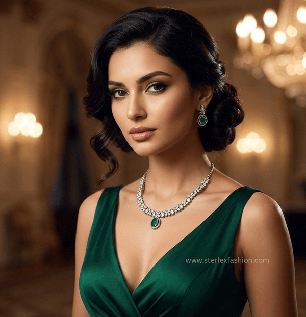 Elara Emerald Charm Necklace Set