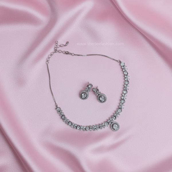 Elara Crystal White Necklace Set