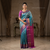 Turquoise Blue & Magenta Woven Banarasi Saree