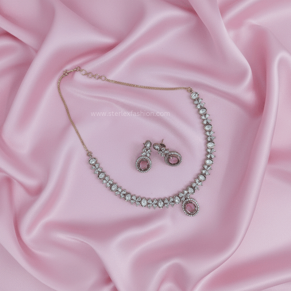 Elara Blush Rose Necklace Set