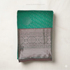 Sea Green Soft Silk Saree with Silver Zari Border