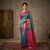 Teal Blue & Pink Kanjivaram Style Silk Saree