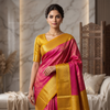 Rani Pink Kanjivaram Silk Saree with Rich Gold Zari Border