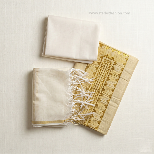 Noorika Kasavu Elegance Churidar