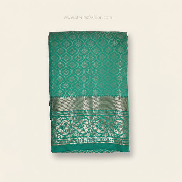 Aqua Green Silver Zari Kanjivaram Silk Saree