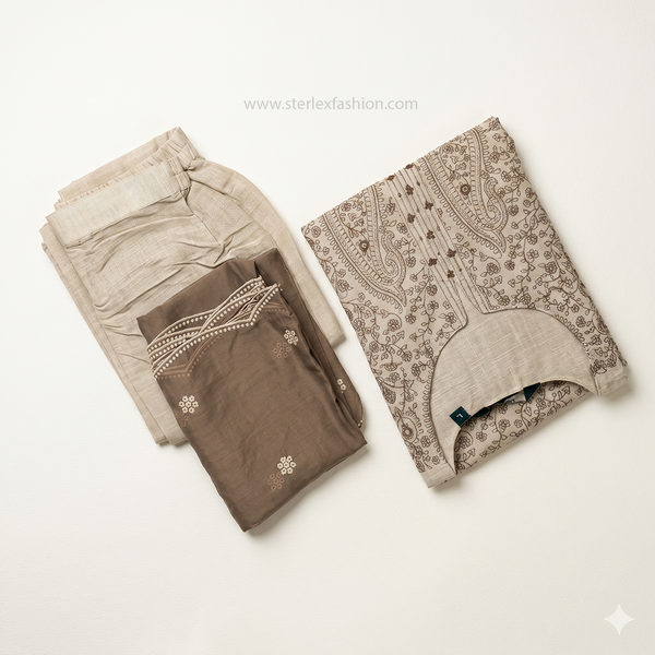 Meher Taupe Elegance Set with Dupatta