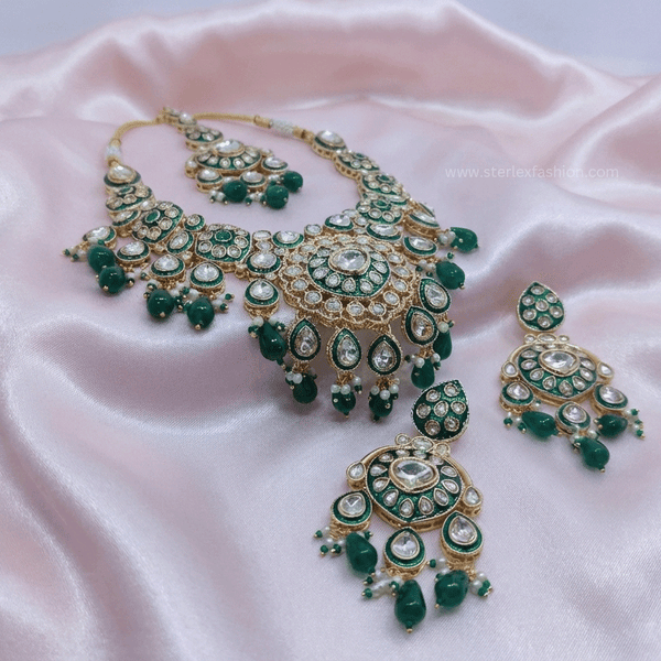 Nazakat Green Pearl Set
