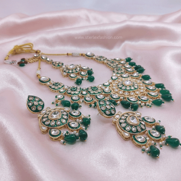 Nazakat Green Pearl Set