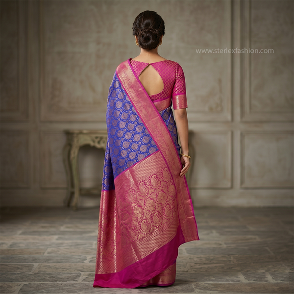 Royal Blue & Magenta Banarasi Silk Saree