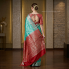 Aqua Green Soft Silk Saree with Silver Zari Border
