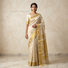 Ivory Gold Heritage Silk Saree
