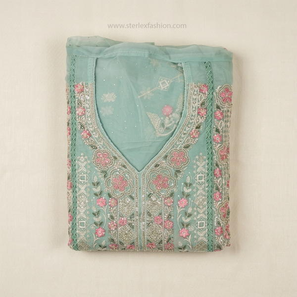 Gulnaar Embroidered Unstitched Churidar Suit Set