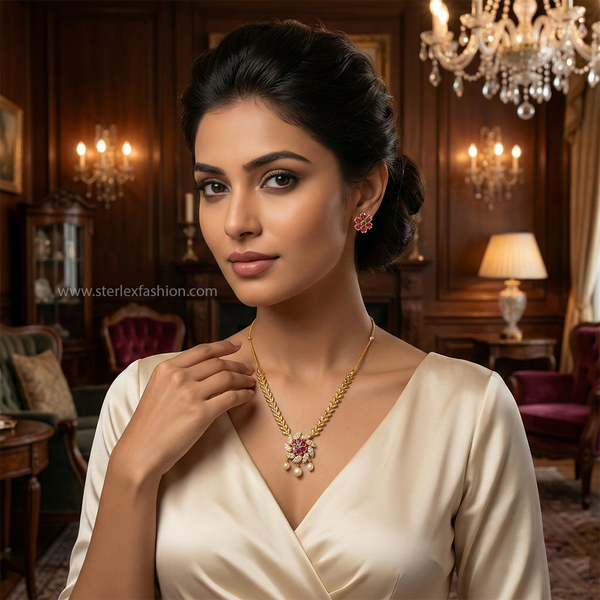 Ruhika Floral Ruby Set
