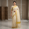 Royal Ivory Gold Checked Saree