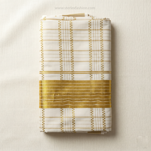 Royal Ivory Gold Checked Saree